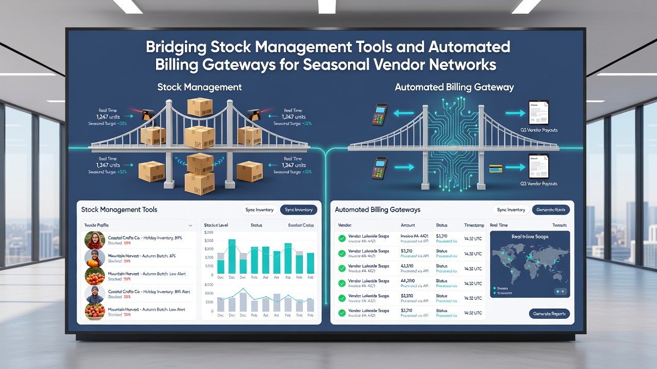 Seasonal vendors using mobile devices to sync stock levels with automated billing