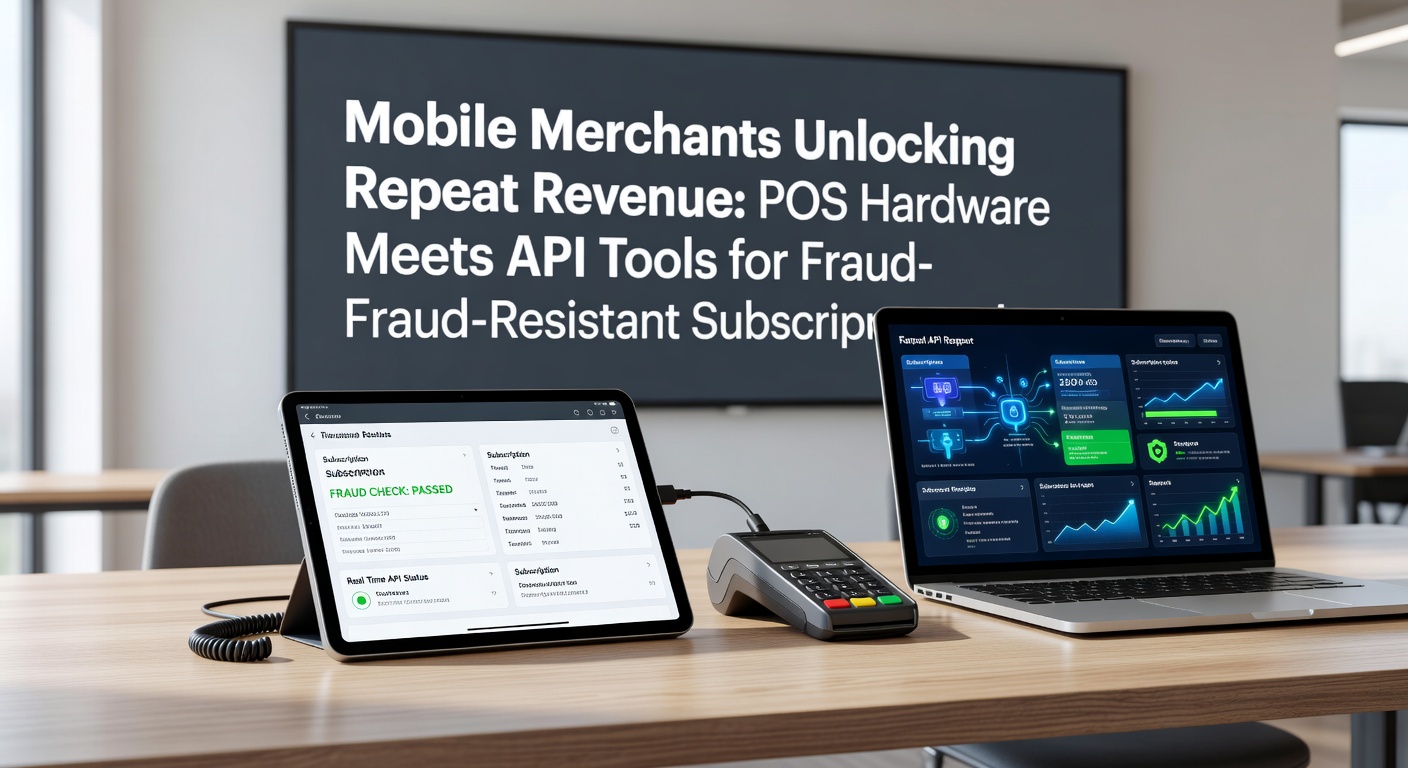 API dashboard displaying fraud-resistant subscription cycles managed through POS hardware for mobile vendors