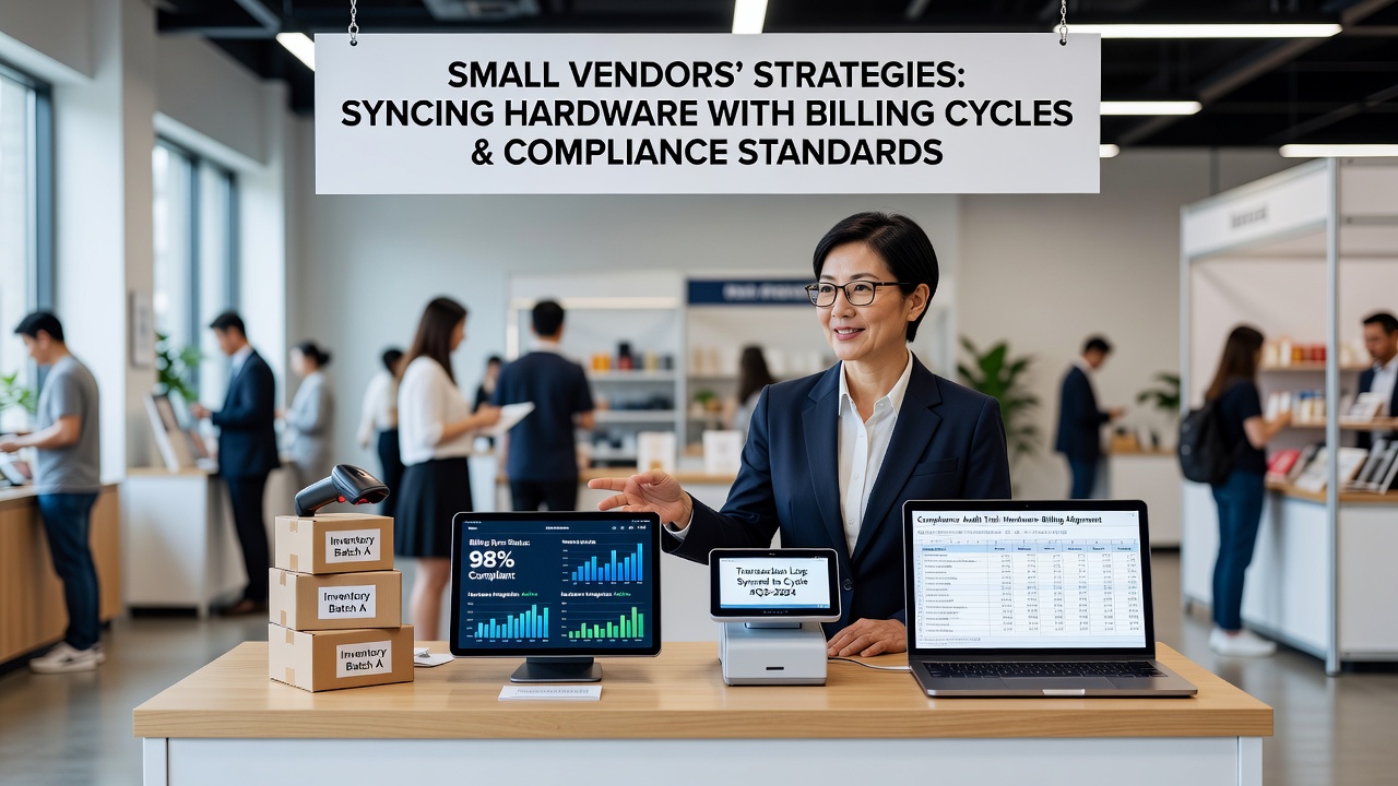 Small vendor using mobile POS hardware synced to recurring billing system in an outdoor market setting
