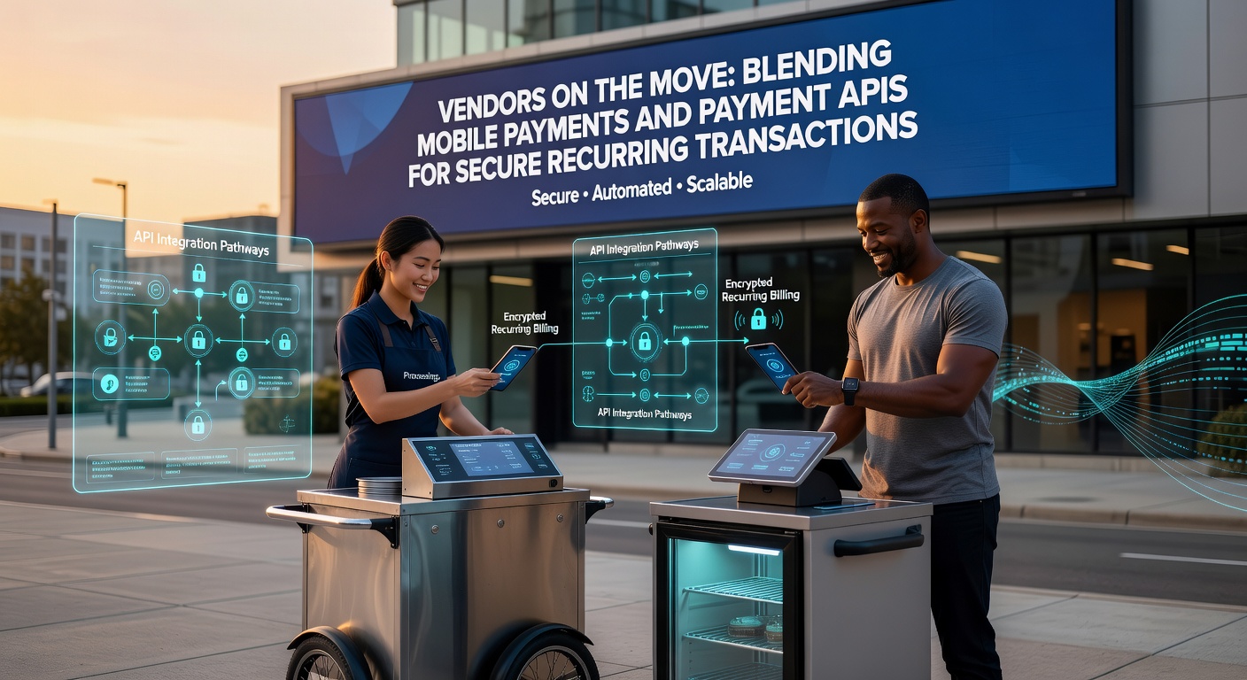 Secure API dashboard displaying recurring transaction logs on a vendor tablet