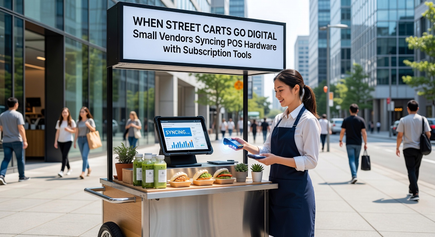 Close-up of subscription dashboard on a tablet synced with street cart POS system